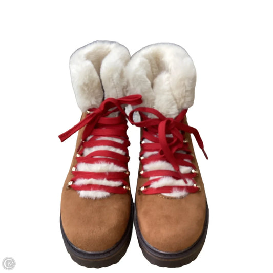 Boots Hiking By Bamboo In Brown & Cream, Size: 7.5