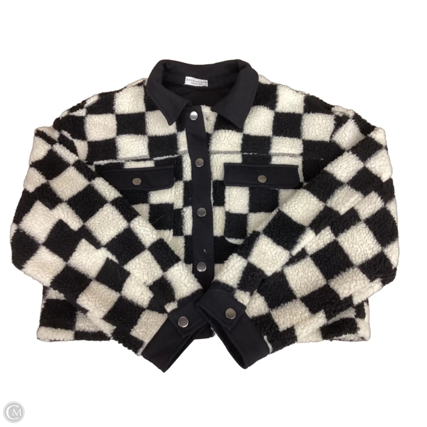 Jacket Faux Fur & Sherpa By Paper Crane In Black & Cream, Size: M