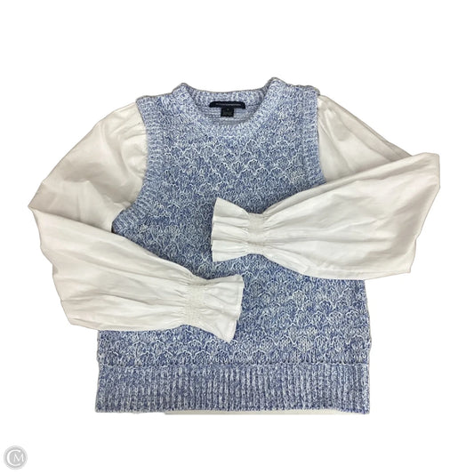 Top Long Sleeve By French Connection In Blue & White, Size: L