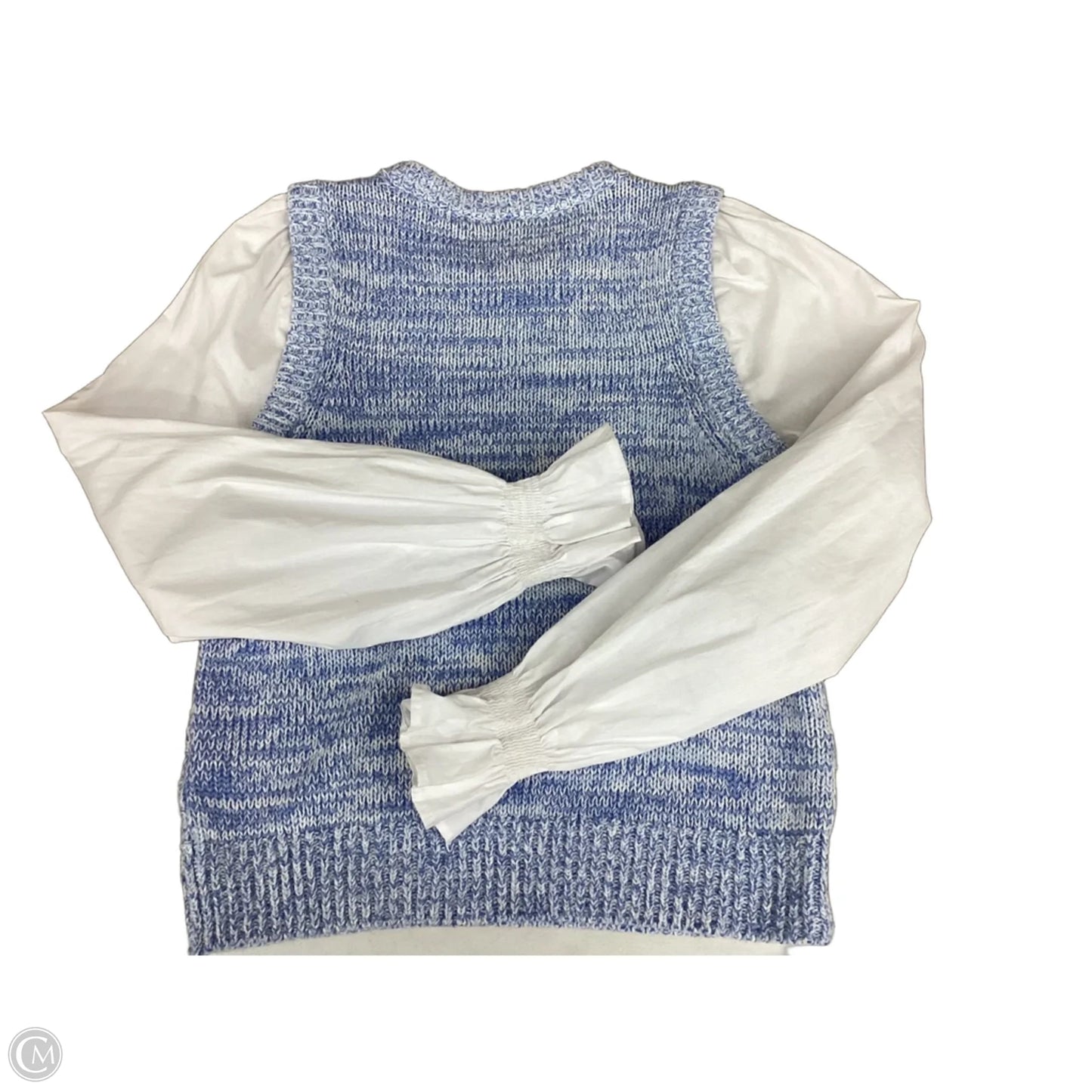 Top Long Sleeve By French Connection In Blue & White, Size: L