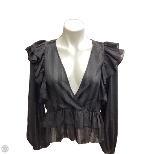 Blouse Long Sleeve By Express In Black, Size: M