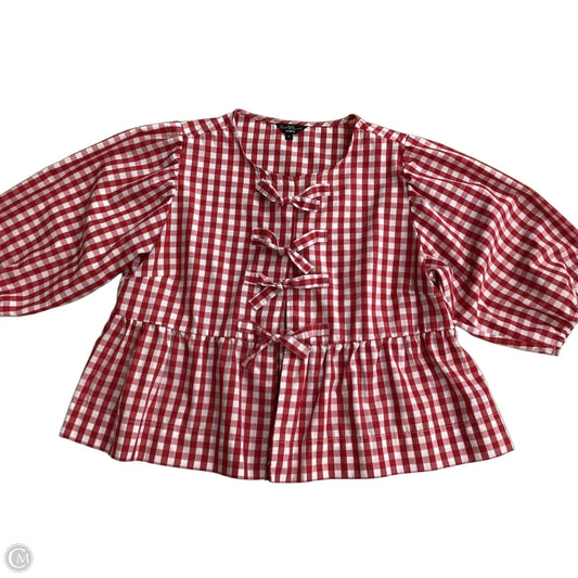 Top Short Sleeve By Velvet Heart In Checkered Pattern, Size: Xl