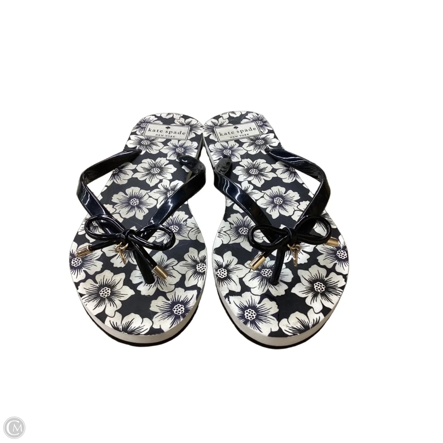 Sandals Designer By Kate Spade In Black & Cream, Size: 7