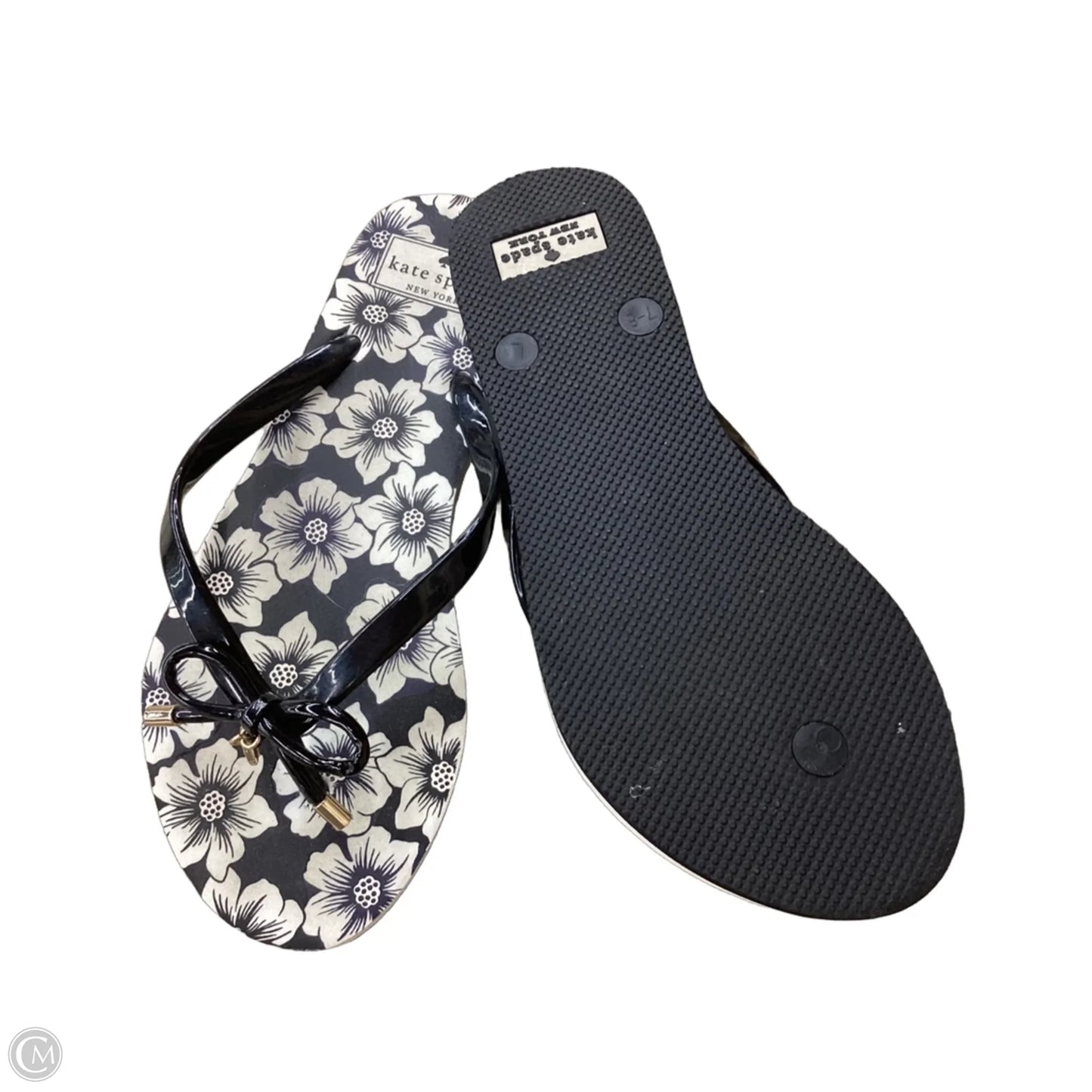 Sandals Designer By Kate Spade In Black & Cream, Size: 7