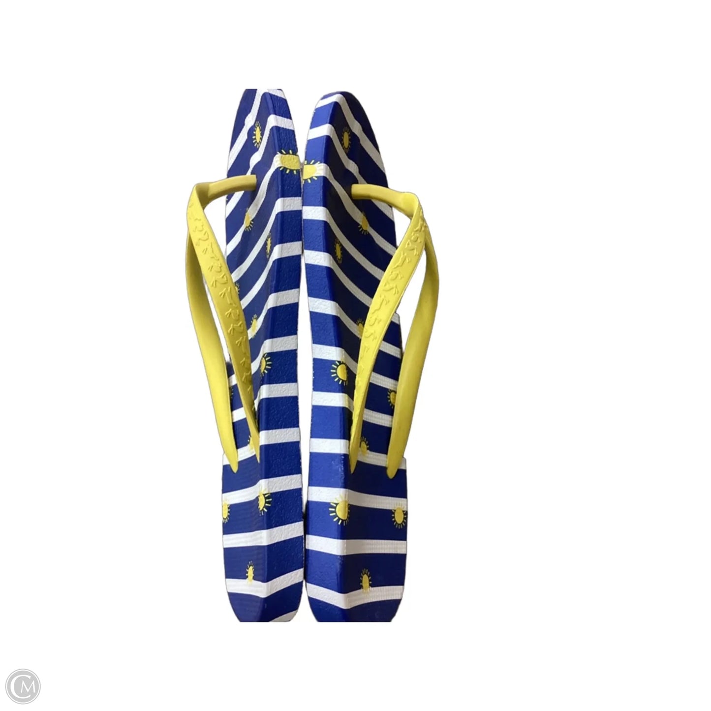 Sandals Flip Flops By Joules In Blue & Yellow, Size: 7