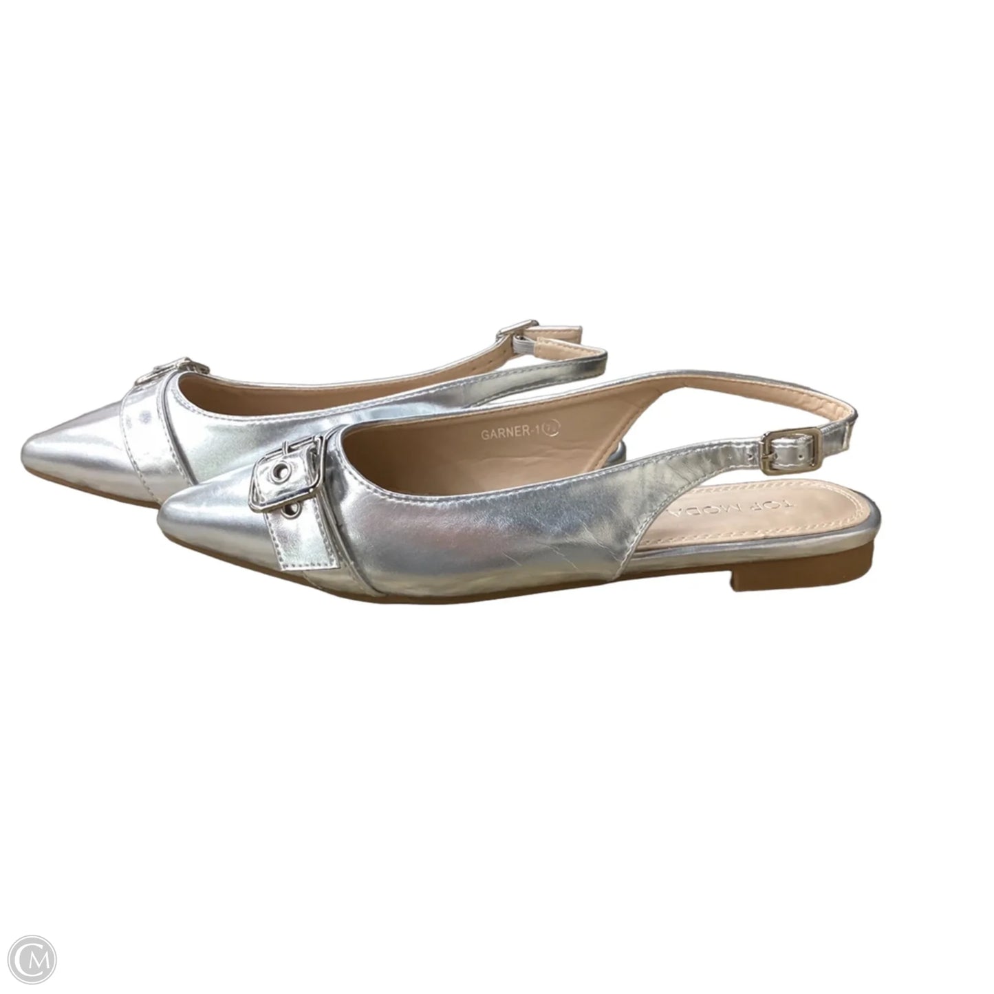 Shoes Flats By Top Moda In Silver, Size: 7.5