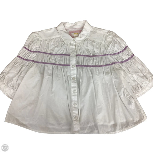 Top Short Sleeve By Maeve In Purple & White, Size: L