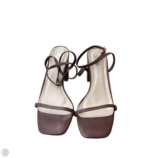 Sandals Heels Block By Clothes Mentor In Brown, Size: 8