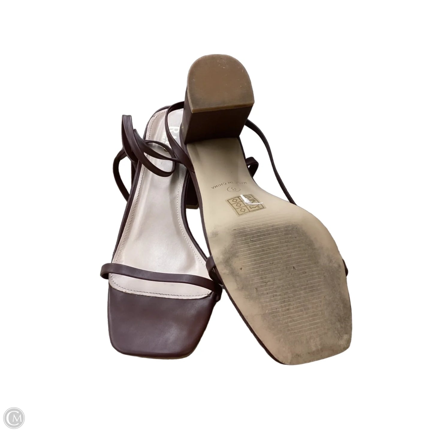 Sandals Heels Block By Clothes Mentor In Brown, Size: 8