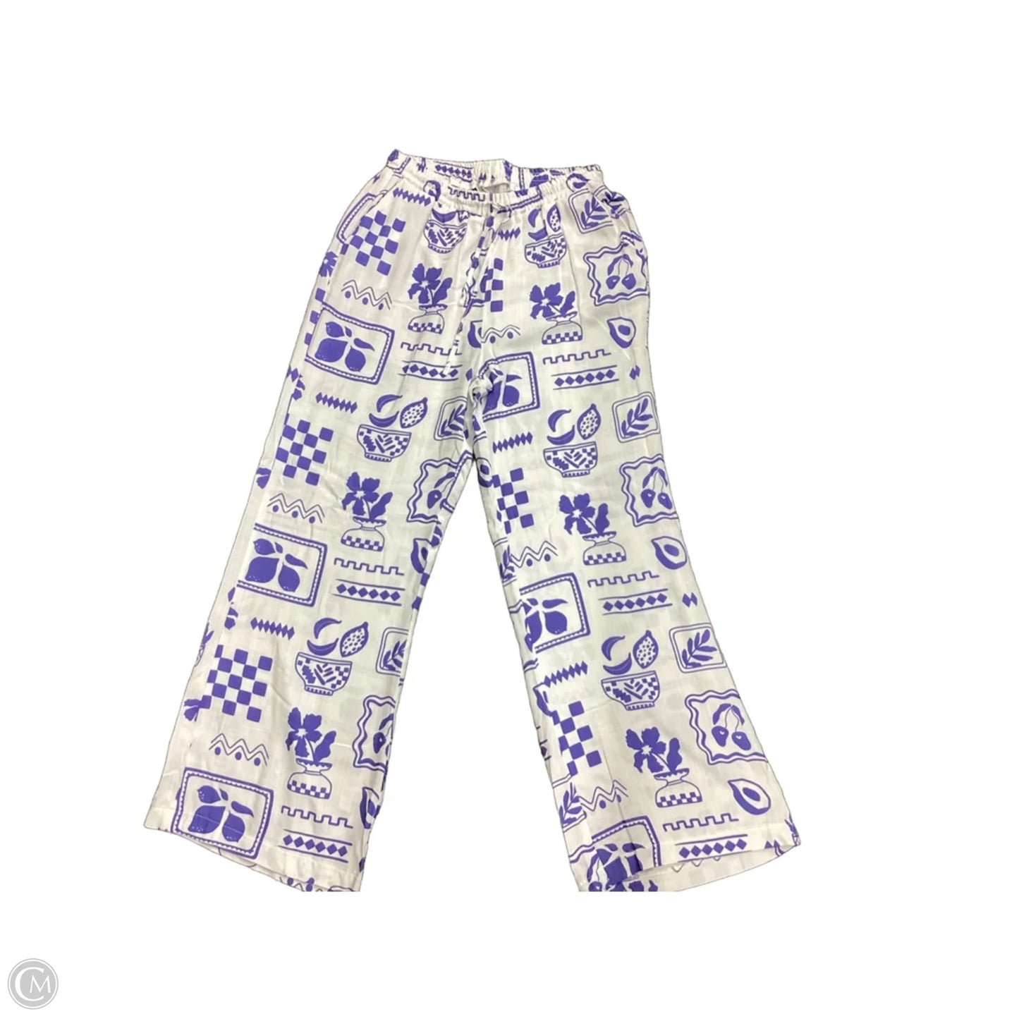 Pants Wide Leg By Clothes Mentor In Blue & White, Size: M