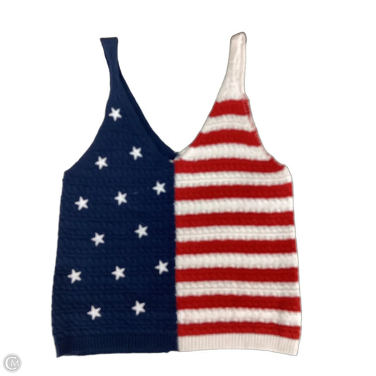 Top Sleeveless By Moon And Madison In Blue Red & White, Size: L