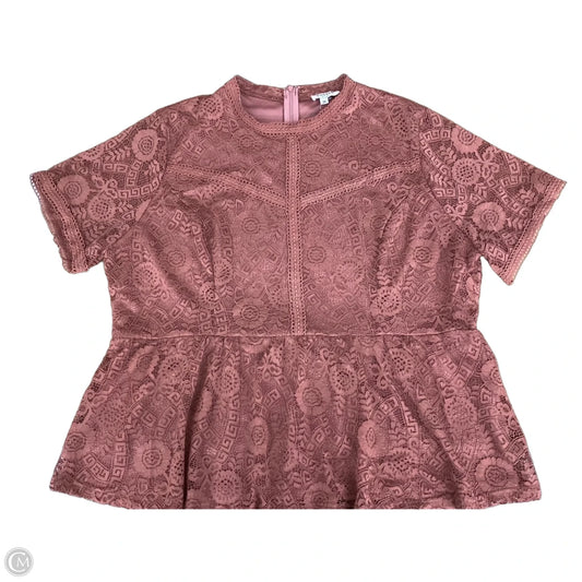 Top Short Sleeve By Andree By Unit In Peach, Size: 2x