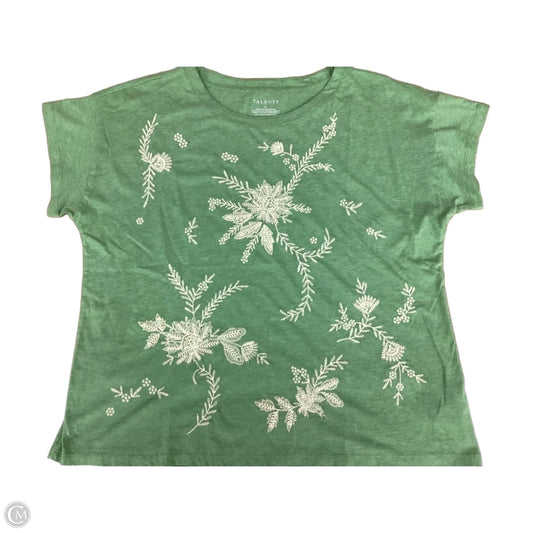 Top Short Sleeve Basic By Talbots In Cream & Green, Size: Xl