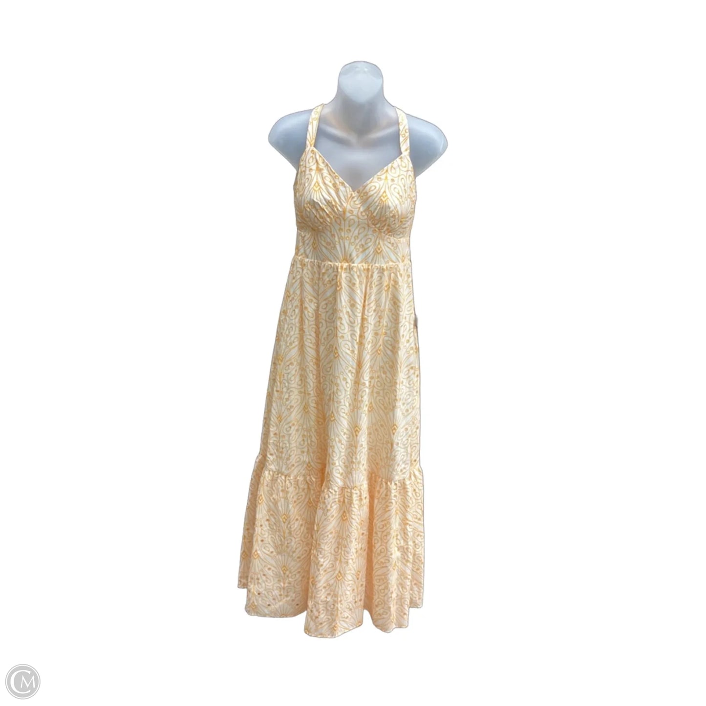 Dress Casual Midi By Loft In Cream & Yellow, Size: Xs