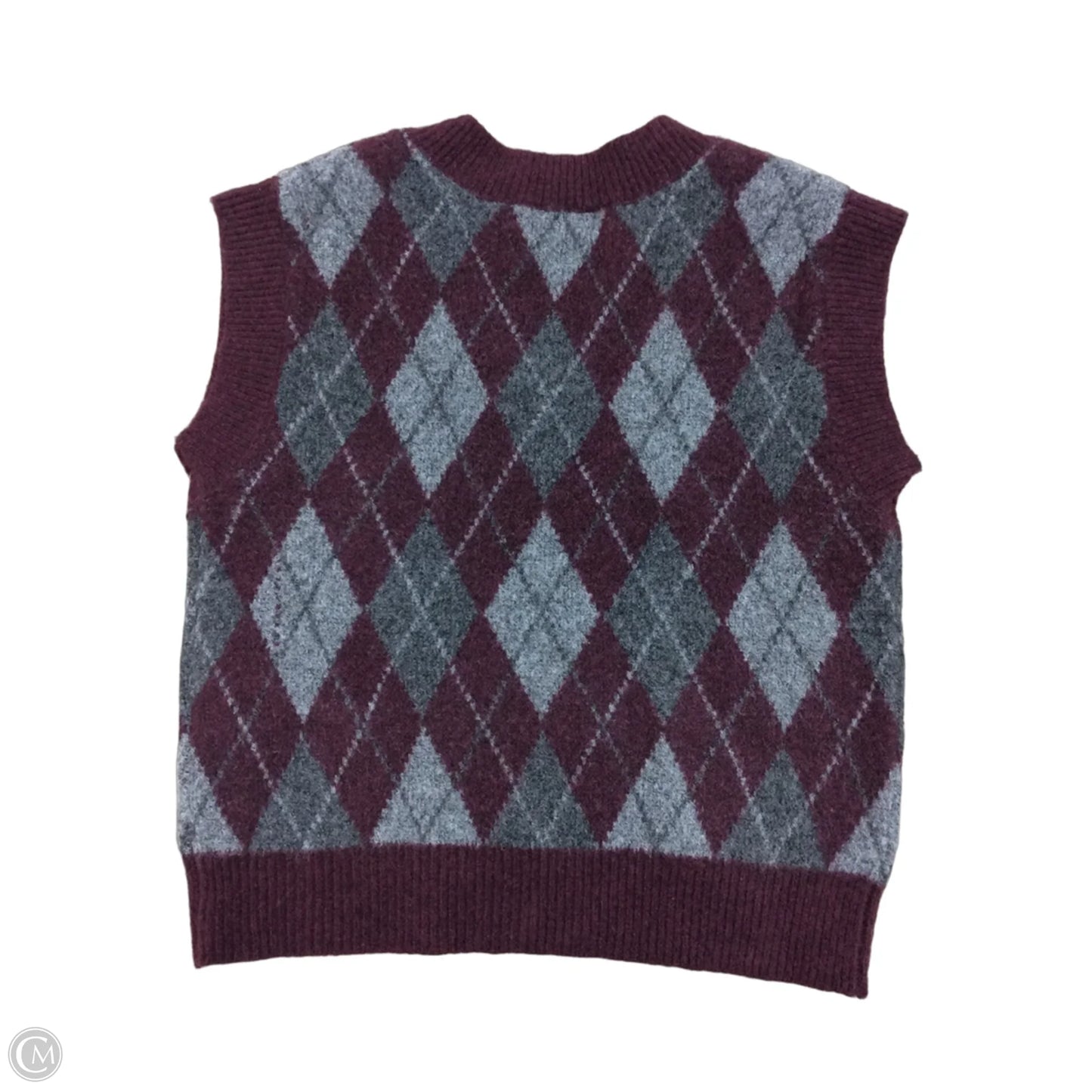 Vest Sweater By Workshop In Grey & Purple, Size: S
