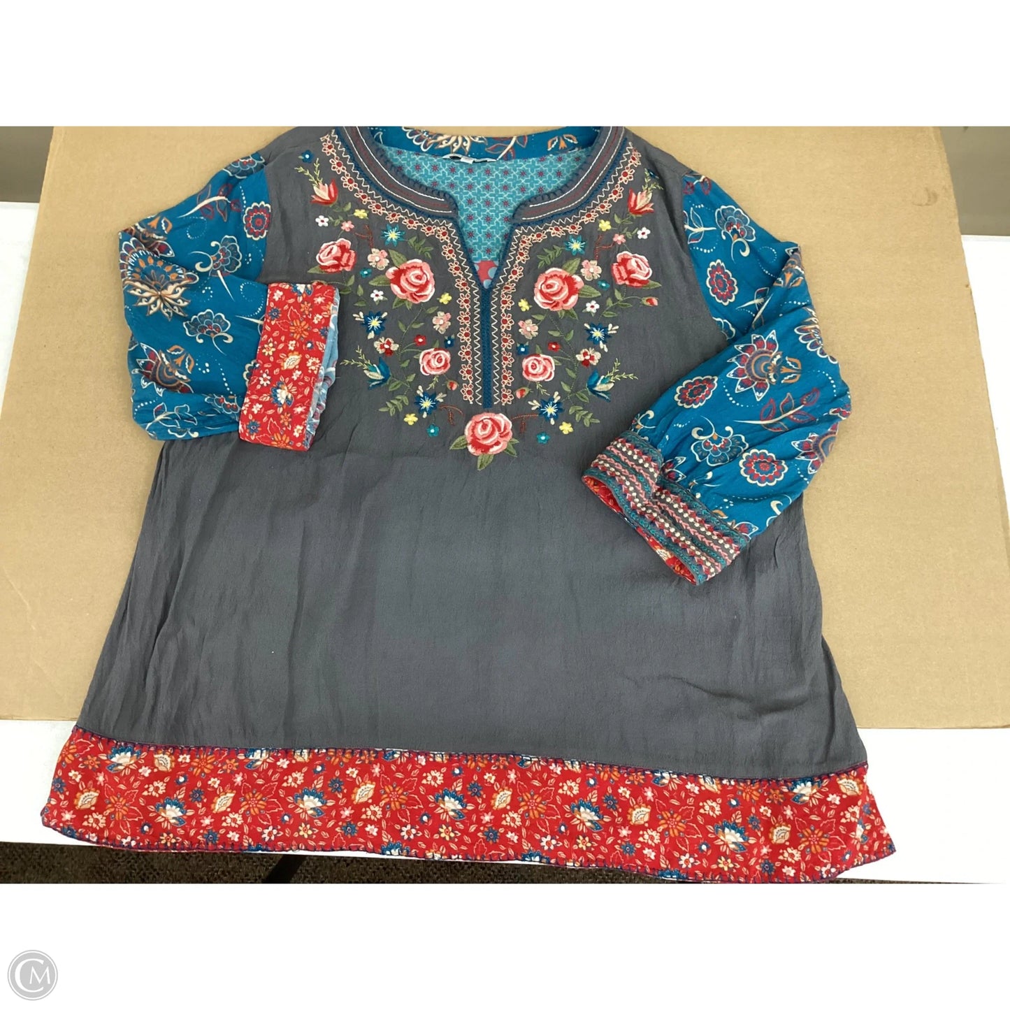 Top 3/4 Sleeve By John Mark In Floral Print, Size: 2x