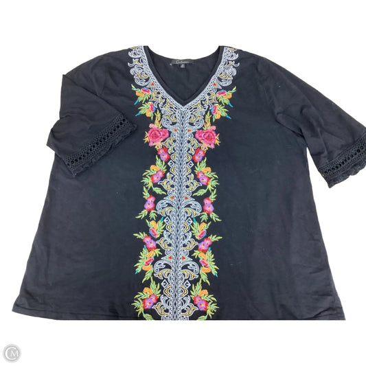 Top 3/4 Sleeve By Calessa In Black, Size: 2x