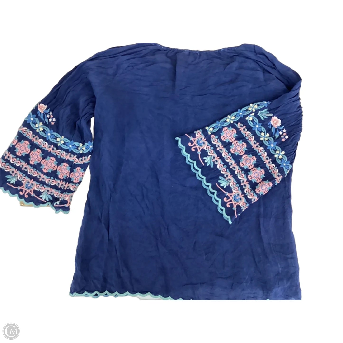 Top Long Sleeve By Johnny Was In Navy, Size: 2x