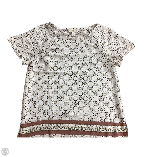 Blouse Short Sleeve By Loft In Cream & Green, Size: S