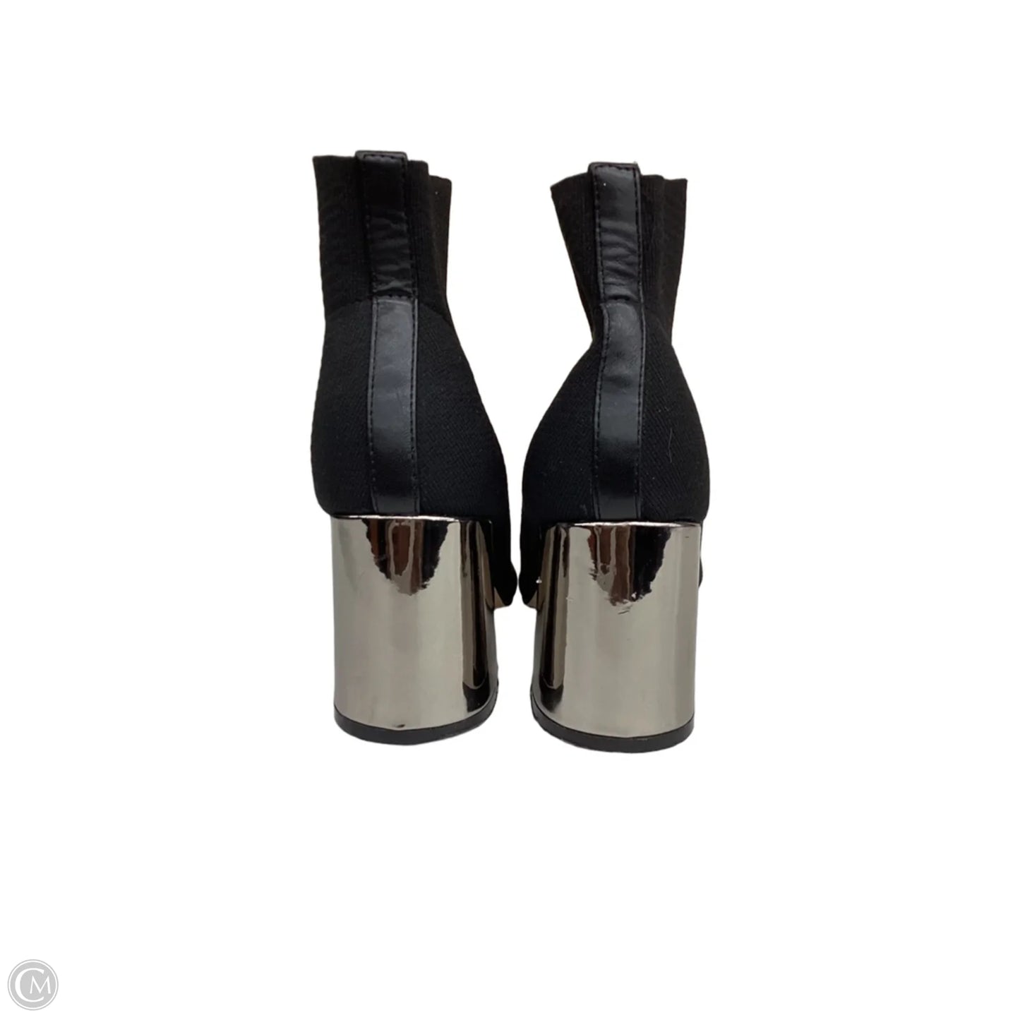 Boots Ankle Heels By Bcbgeneration In Black & Silver, Size: 9