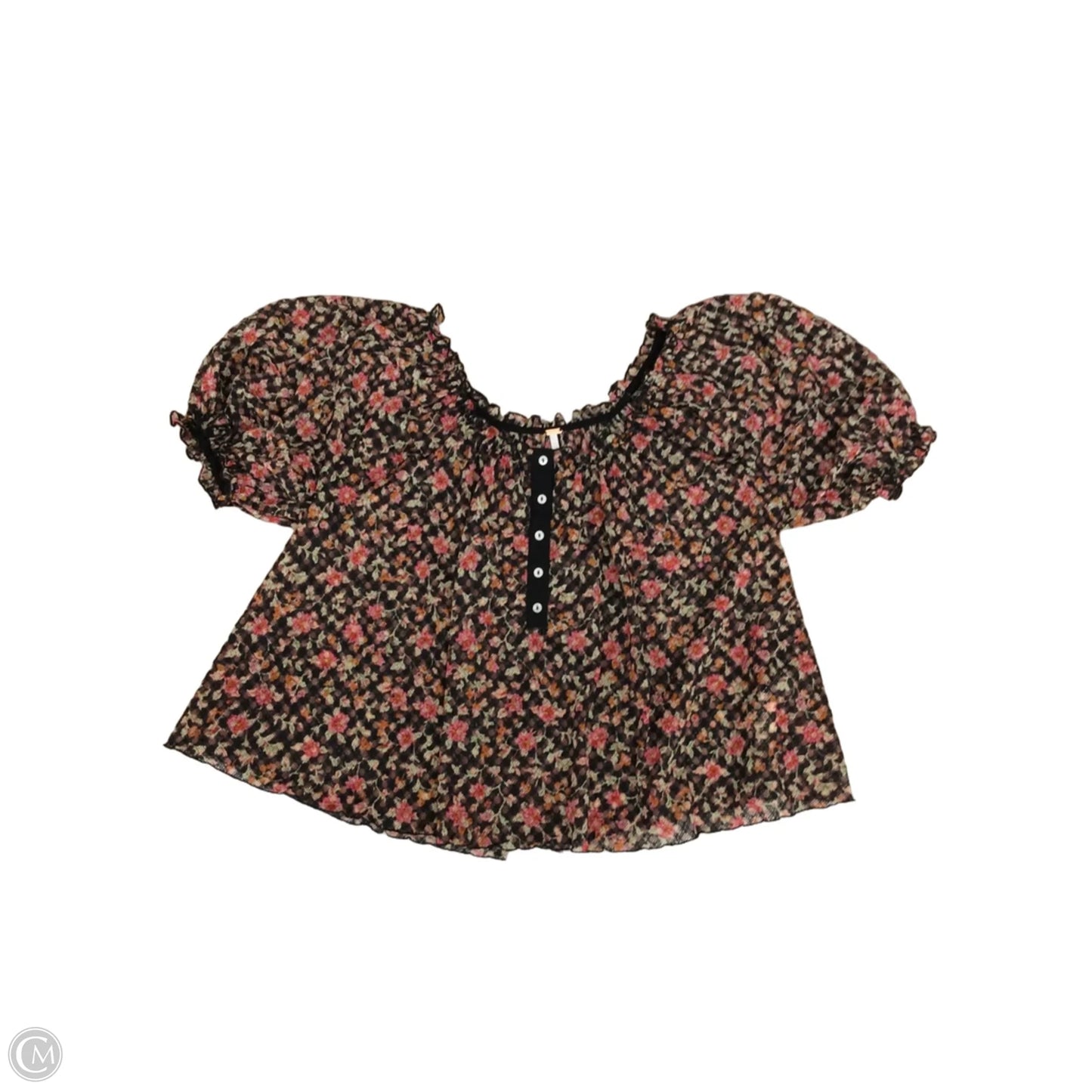 Top Short Sleeve By Free People In Floral Print, Size: Xs