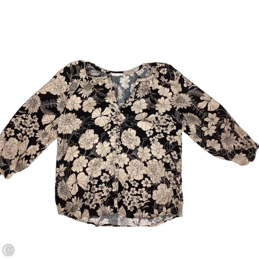 Top 3/4 Sleeve By Love Stitch In Black & Cream, Size: S