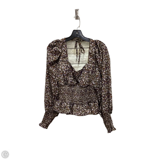 Top Long Sleeve By She + Sky In Brown, Size: L