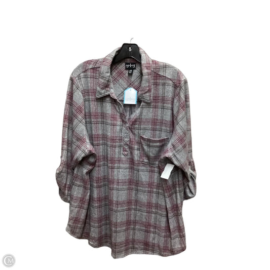 Top Long Sleeve By Clothes Mentor In Grey & Purple, Size: 3x