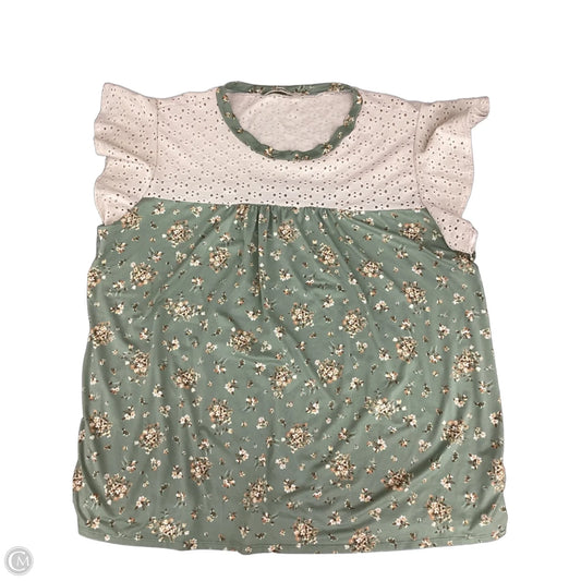 Top Short Sleeve By Haptics In Cream & Green, Size: L