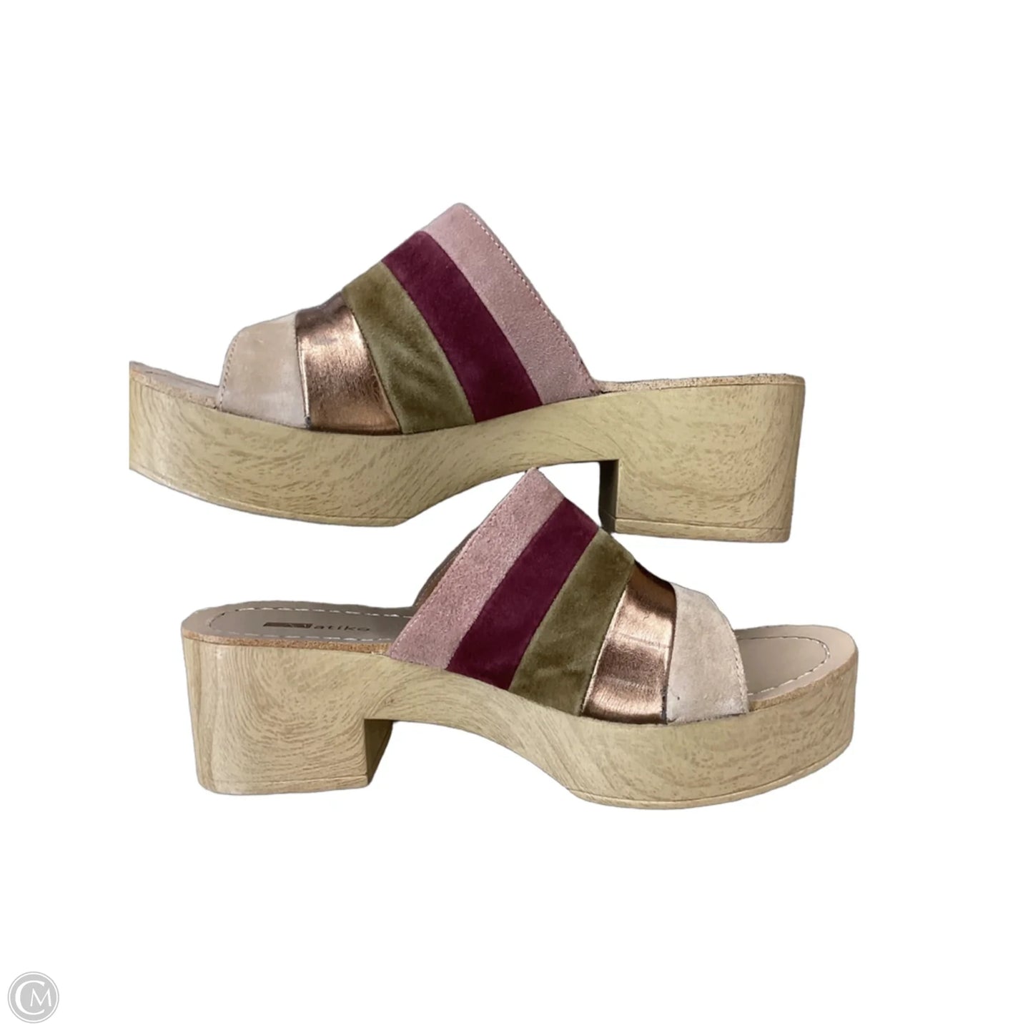 Sandals Heels Platform By Clothes Mentor In Striped Pattern, Size: 7.5
