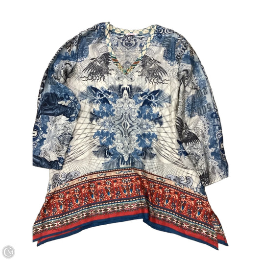 Tunic Designer By Johnny Was In Blue, Size: Xl