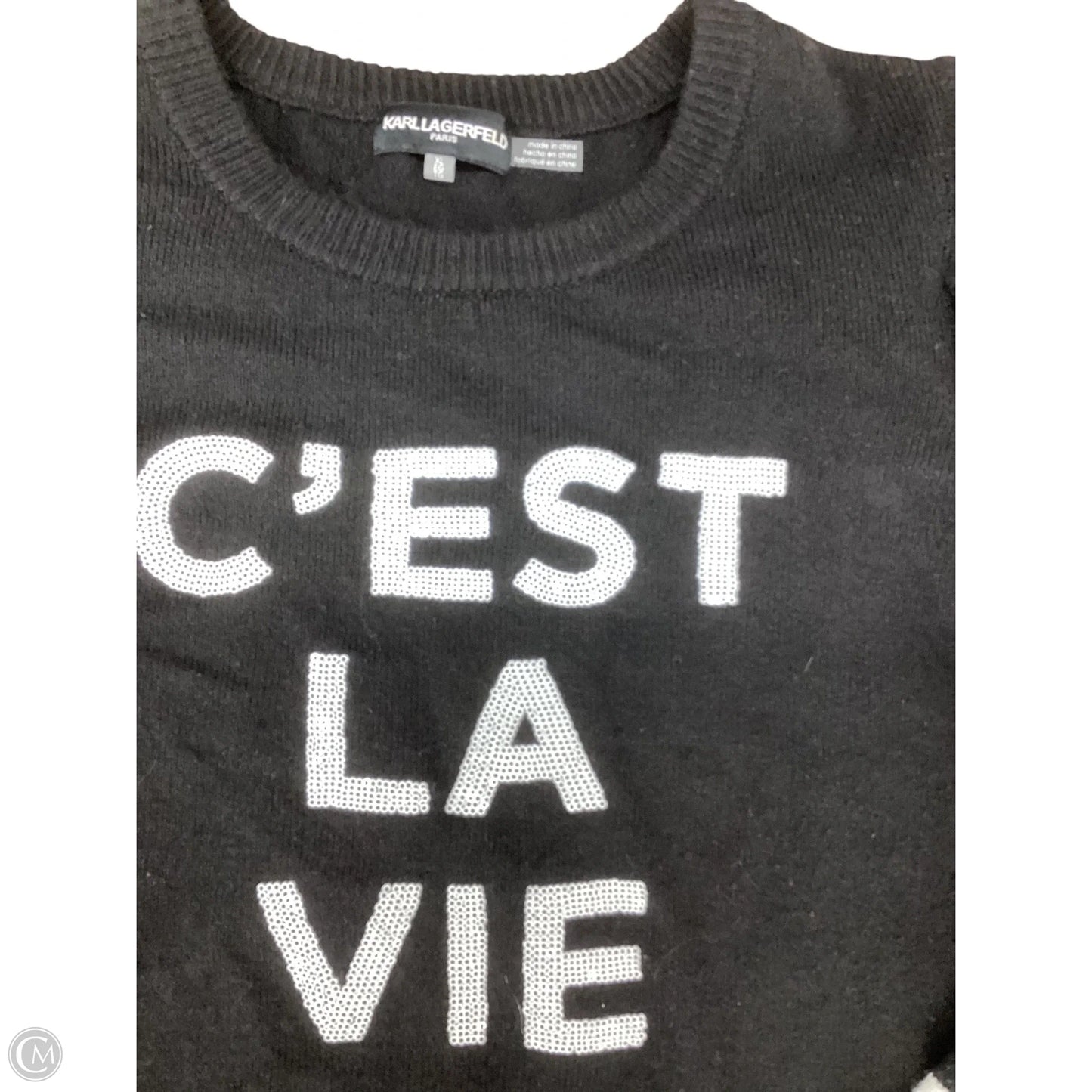 Sweater By Karl Lagerfeld In Black & White, Size: Xl