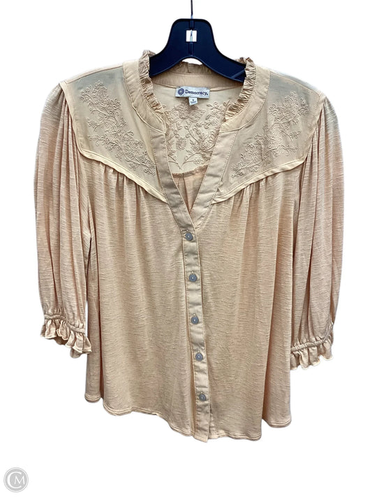 Top 3/4 Sleeve By Democracy In Yellow, Size: S