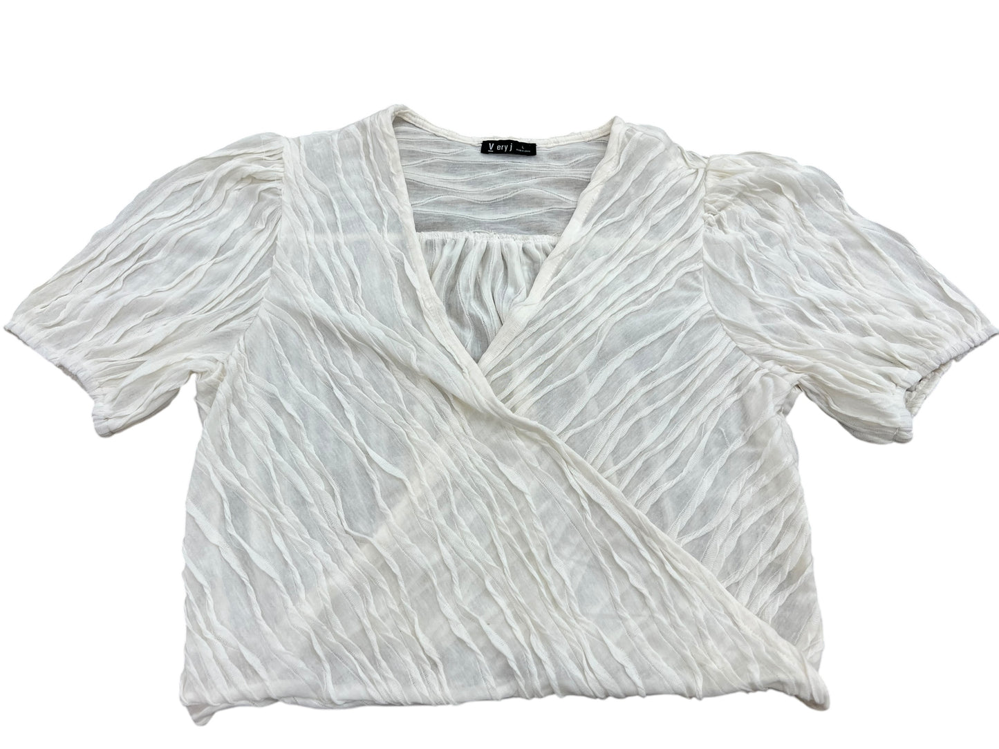 Top Short Sleeve By Very J In Ivory, Size: L