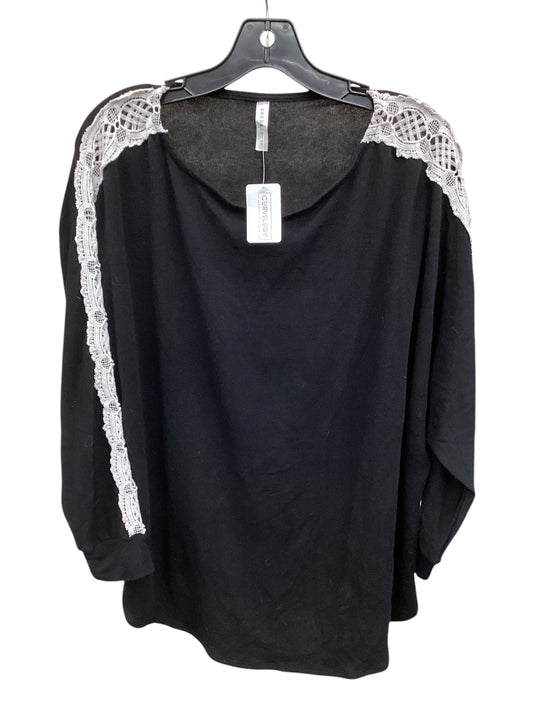 Top Long Sleeve By Emerald In Black, Size: 3x