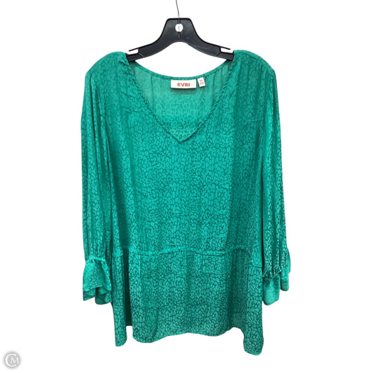 Top Long Sleeve By Evri In Green, Size: 2x