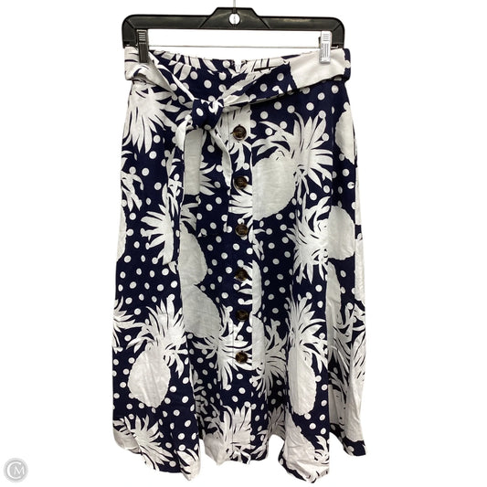Skirt Midi By Ann Taylor In Blue & White, Size: 4