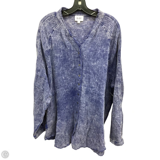Tunic Long Sleeve By Bibi In Blue, Size: Xl