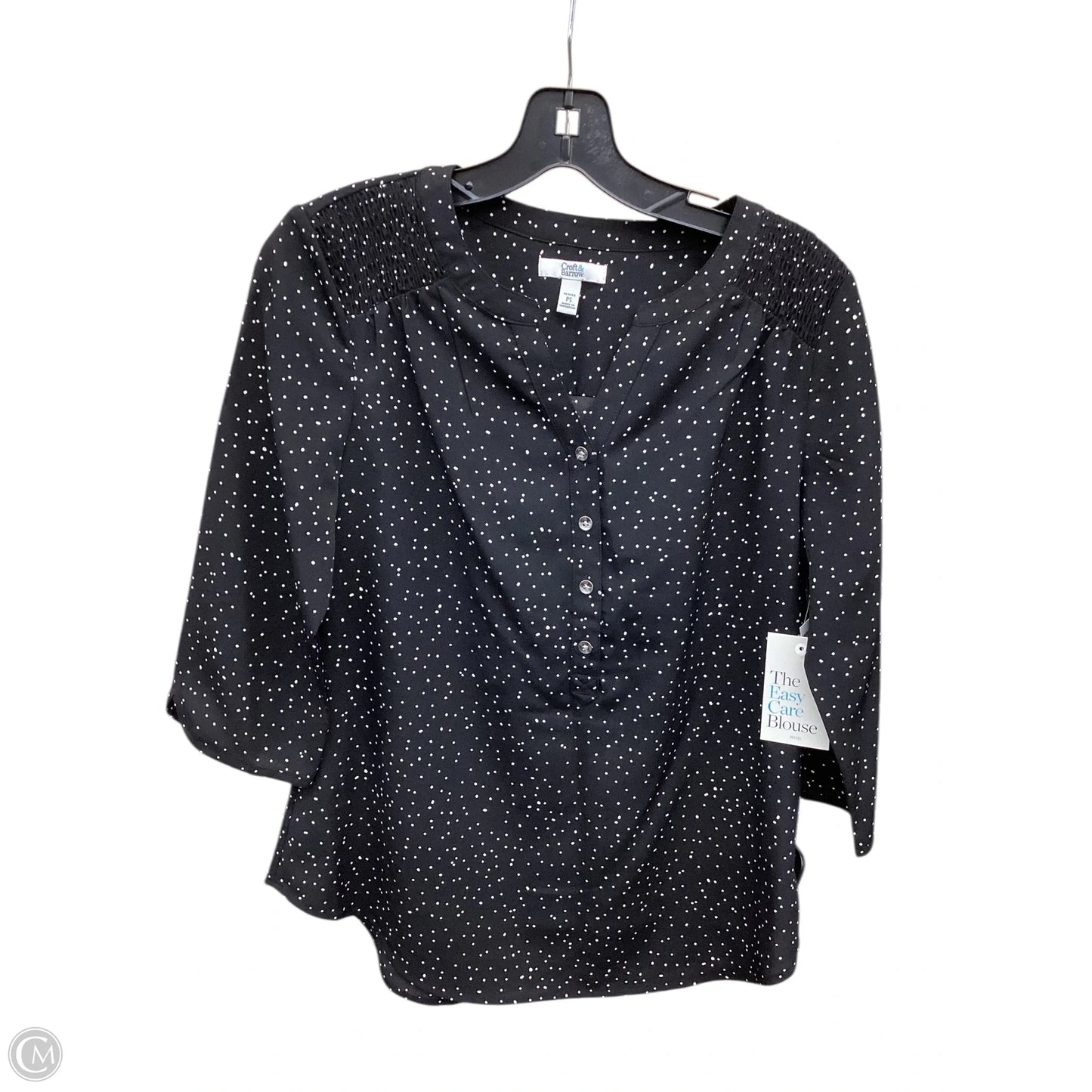 Top 3/4 Sleeve By Croft And Barrow In Polkadot Pattern, Size: S