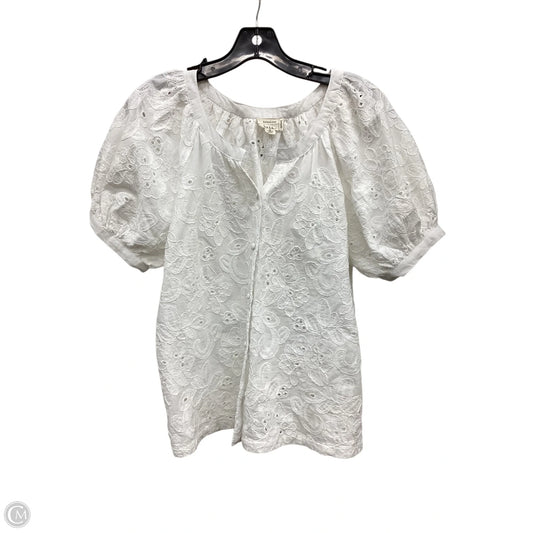 Top Short Sleeve By Nicole Miller In White, Size: S