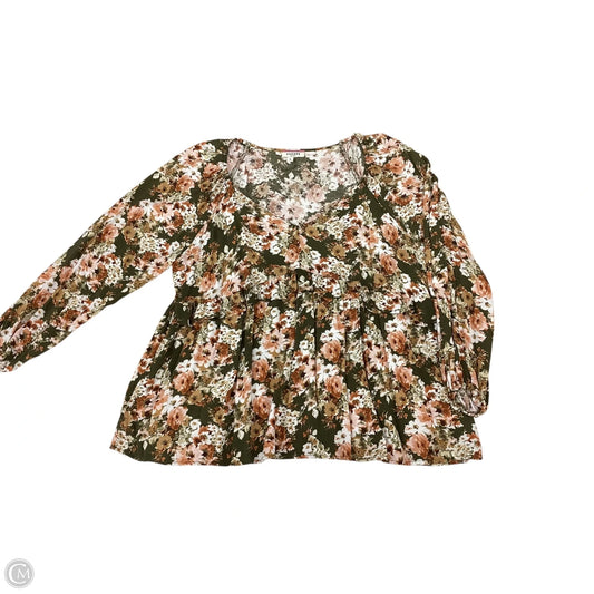 Top Long Sleeve By Andree By Unit In Floral Print, Size: 1x