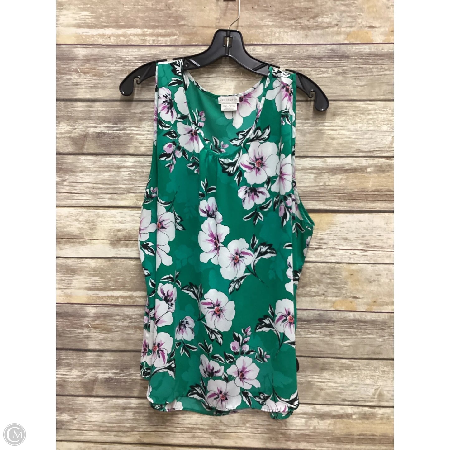 Blouse Sleeveless By Van Heusen In Green, Size: Xxl