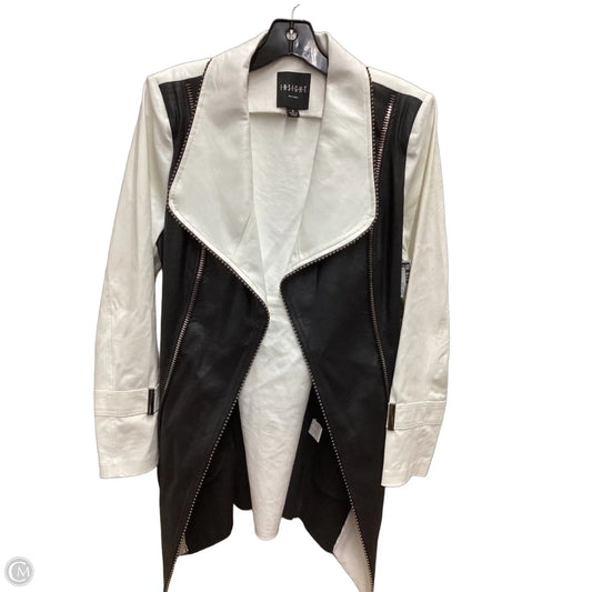 Jacket Moto By Clothes Mentor In Black & White, Size: 8