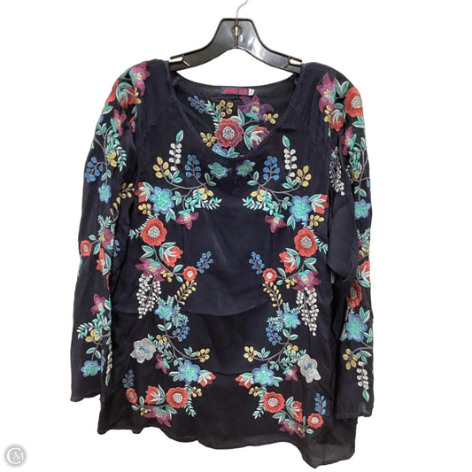 Top Long Sleeve Designer By Johnny Was In Navy, Size: M