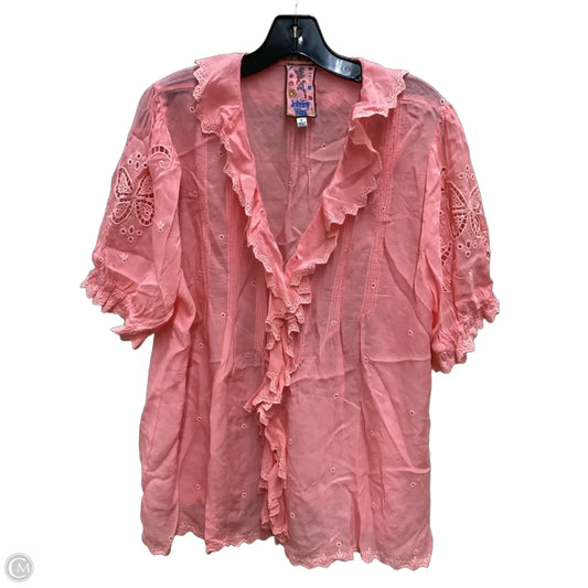 Top Short Sleeve Designer By Johnny Was In Pink, Size: M