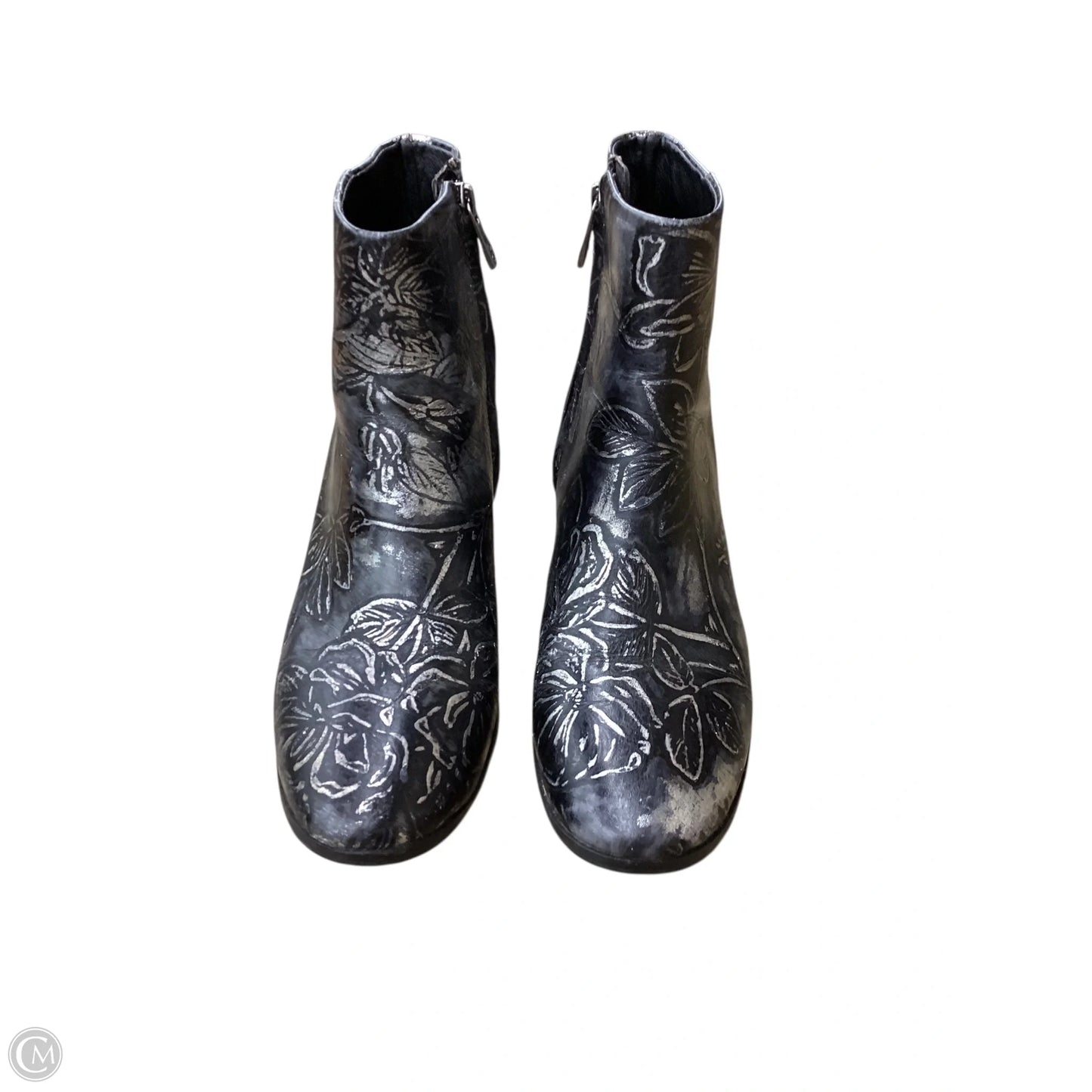 Boots Designer By Patricia Nash In Black & Silver, Size: 7.5