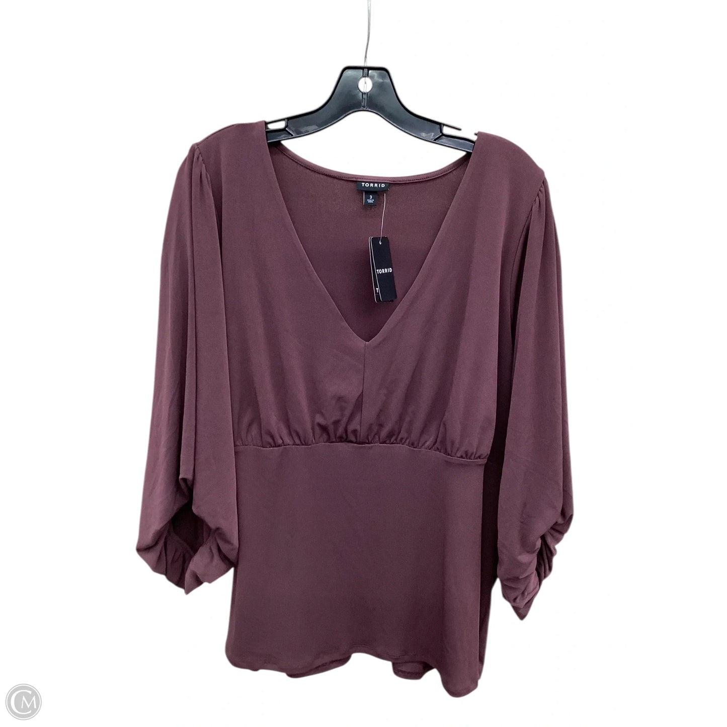 Top 3/4 Sleeve By Torrid In Brown, Size: 3x