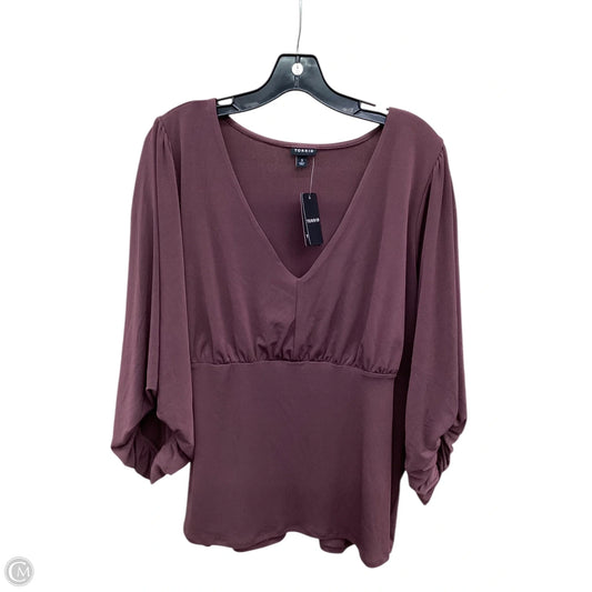 Top 3/4 Sleeve By Torrid In Brown, Size: 3x