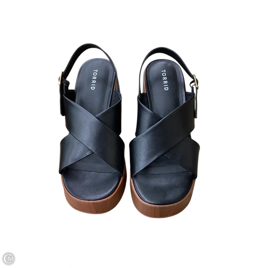 Sandals Heels Wedge By Torrid In Black & Brown, Size: 10.5