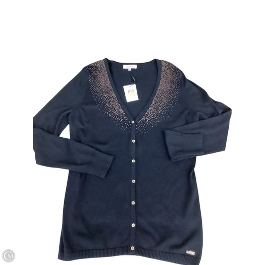 Sweater Cardigan By Calvin Klein In Black & Gold, Size: M